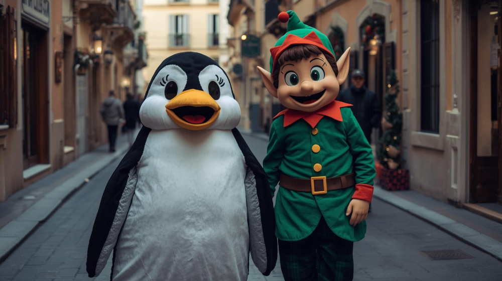 Mascottes et lutin de Noël à Monaco