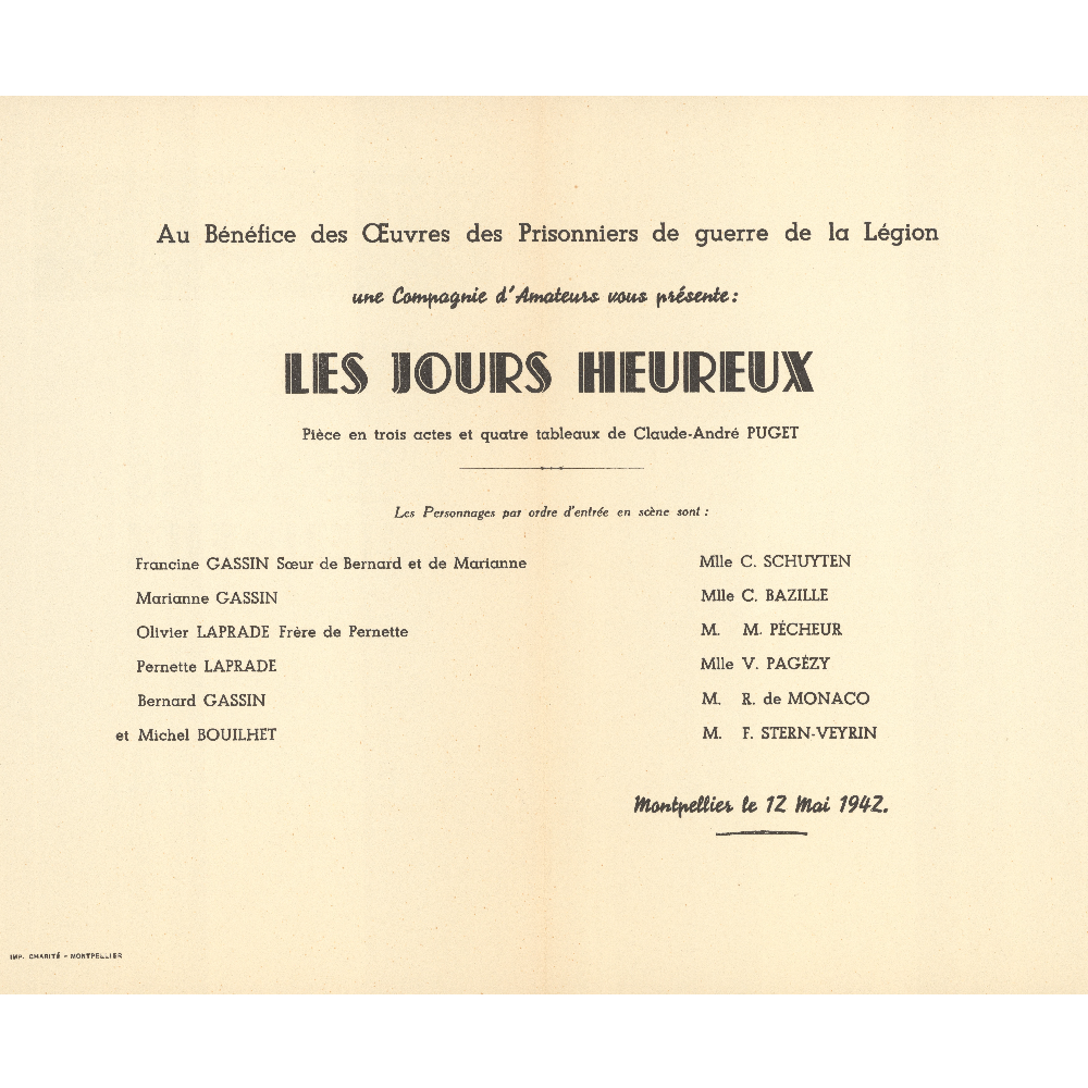 Performance of the play "Les jours heureux" by the Studio de Monaco Performance of the play "Les jours heureux" by the Studio de Monaco