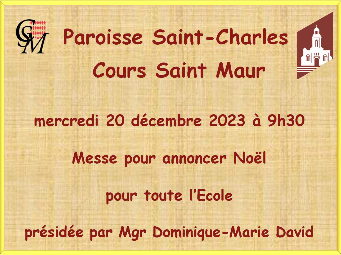 Cours St Maur. Messe pour annoncer Noël