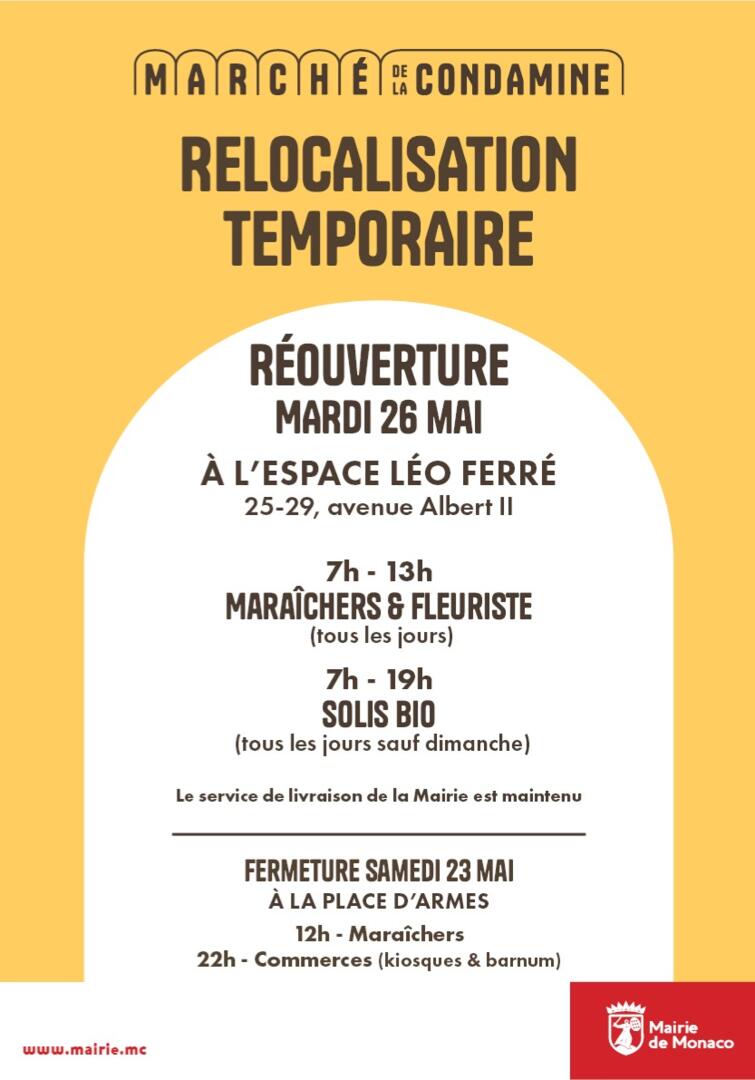 Relocalisation temporaire du Marché de la Condamine