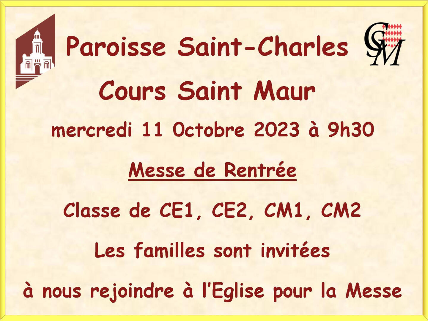 Cour St Maur, Messe de rentrée