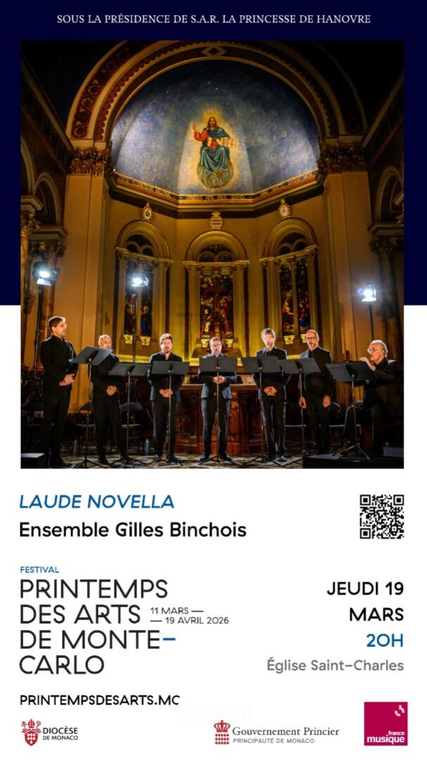 Concert de l'Ensemble Gilles Binchois dans le cadre du festival du Printemps des Arts de Monte-Carlo