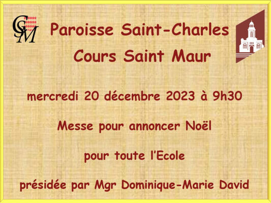 Cours St Maur. Messe pour annoncer Noël