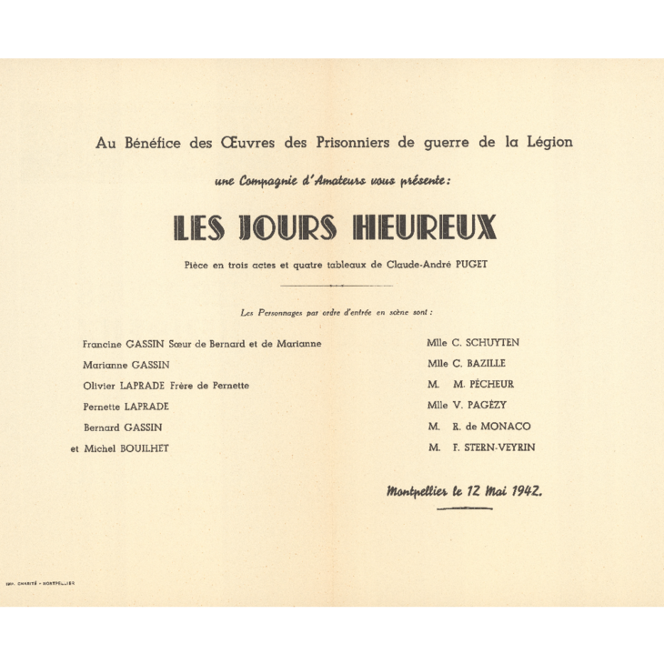 Représentation de la pièce de théâtre “ Les jours heureux ” par le Studio de Monaco